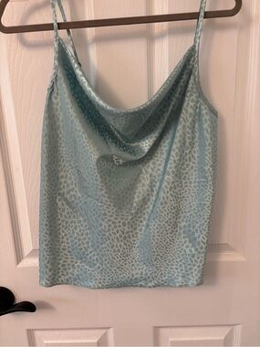 NWT GIGIO Cowl Neck Satin Cami in Light Aqua